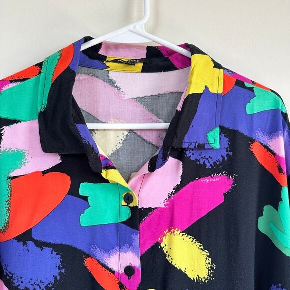 New Look Vintage 90s y2K Retro Shirt Long Sleeve Button Front Blouse Womens 1X - Picture 2 of 10